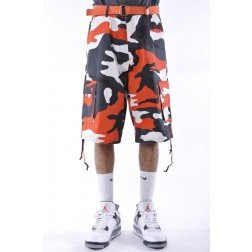 THC Belted Utility Camo Cargo Shorts Orange