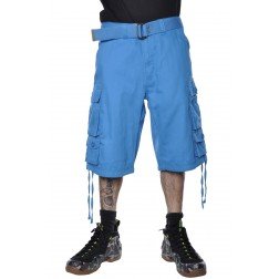 Krome Casual Work Belted Cargo Shorts Aqua