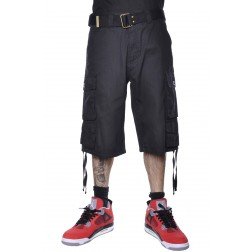 Krome Casual Work Belted Cargo Shorts Black