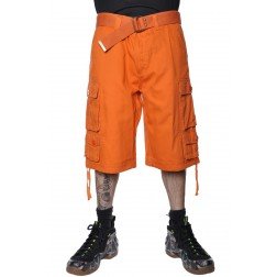 Krome Casual Work Belted Cargo Shorts Orange