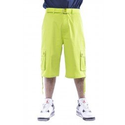 THC Belted Utility Neon Cargo Shorts Lime