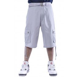 THC Belted Utility Cargo Casual Shorts Silver