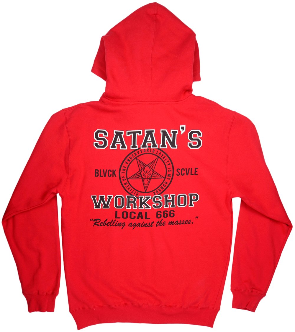 Black Scale Local 666 Zip-Up Jacket Hoodie Sweater Satan Workshop Baphomet Red
