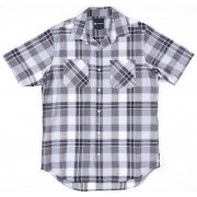Akademiks Plaid Pocket SS Button Down Shirt Black Mens