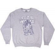 R2D2 Crew Neck Sweater Star Wars Fleece Gray Droid Licensed Authentic Mens S-2XL