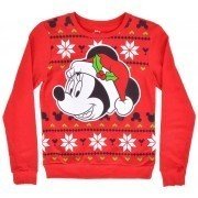 Christmas Minnie Mouse Sweatshirt Disney Girls Age 8-14 Disneyland Pullover Red