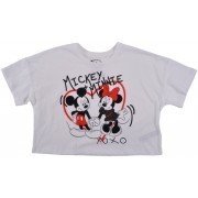 Disney Mickey & Minnie Mouse Crop Top Disneyland Shirt White Authentic Womens