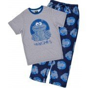 Cookie Monster Pajama Set Sesame Street Mens Top Pants SleepwearLoungewear S-XL