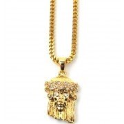 The Gold Gods Micro Jesus Piece Necklace 28 Inch Chain 18k Plated