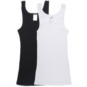 Joe Boxer 2-Piece Muscle Tank Top Black White Ribbed Stretchy Shirt Women's