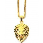 The Gold Gods Lion Head Necklace 28 Inch Franco Chain 18k Plated