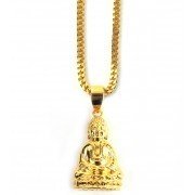 The Gold Gods Sitting Buddha Necklace 28 Inch Chain 18k Plated