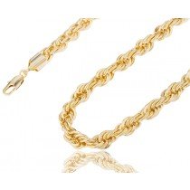 Rope Necklace 36 Inch Heavy Brass 14K Yellow Gold Chain 10mm Hip Hop Jewelry