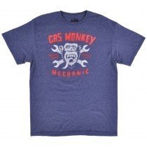Gas Monkey Garage Tee Shirt Mechanic Blue Hot Rod Racing Texas Authentic Mens