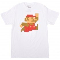 Super Mario Bros Tee Shirt Pixel Game Nintendo Short Sleeve White Authentic Mens