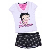 Betty Boop V Neck Shirt Shorts Plus Size Set Sleepwear Womens Authentic Black