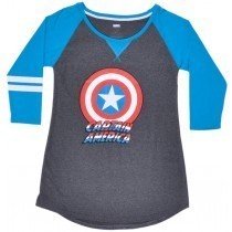 Captain America Sleep Shirt Pajama Top Womens Marvel Comics Pjs Sleepwear
