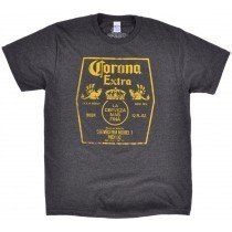 Corona Extra Tee Shirt Mens Beer Logo Licensed Apparel Authentic Charcoal Top