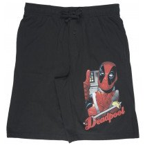Marvel Deadpool Loungewear Shorts Thumbs Up Taco Superhero Movie Bottoms Black