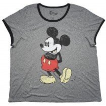 Plus Size Women's Vintage Mickey Mouse Sleep Shirt Heather Grey Disney Sleepwear
