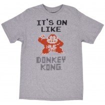 Donkey Kong Tee Shirt Gray Top Short Sleeves Its On Nintendo Authentic Men M-2XL