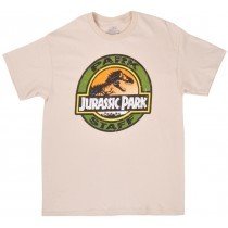 Jurassic Park Tee Shirt Staff Movie Logo Beige Licensed Dino Authentic Men M-3XL