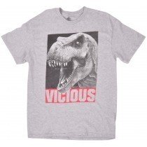 Jurassic World Tee Shirt T Rex Vicious Logo Movie Gray Licensed Authentic Mens