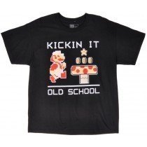Super Mario Bros Tee Shirt Kickin It Old School Nintendo Black Authentic Mens