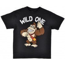 Boys Donkey Kong Wild One T-Shirt Black Nintendo Age 6-9