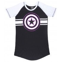 Marvel Captain America Shield Logo Superhero Avenger Sleep Shirt Pajama PJ Black