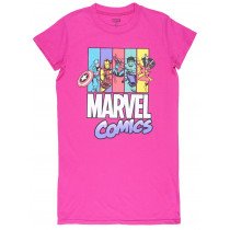 Marvel Comics Avengers Superheros Pajama T-Shirt Womens Fuchsia