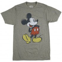 Disney Mickey Mouse Vintage Regular Fit Shirt Cartoon Walt Tee Top Heather Olive