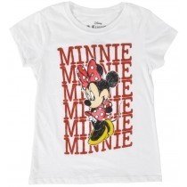 Minnie Mouse Disney T-Shirt Girls Regular Fit Tee in White S Mickey Glitter