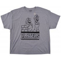 Nintendo Super Mario Luigi Tee Shirt Players Plus Size 2XL 3XL Mens Fashion Grey