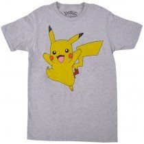 Pokemon Pickachu Tee Shirt Nintendo Anime Fashion Adult Mens Top Heather Gray