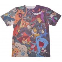 Pokemon Characters Tee Shirt Nintendo Short Sleeve Sublimation Authentic Mens