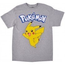 Pokemon Pickachu Tee Shirt Nintendo Anime Cartoon Adult Mens Top Heather Gray