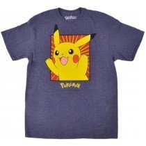 Pokemon Pikachu Tee Shirt Short Sleeve Heather Authentic Nintendo Blue Mens Top