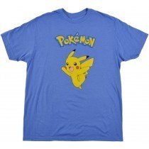 Pokemon Pickachu Tee Shirt Nintendo Anime Mens Fashion Cotton Top Blue