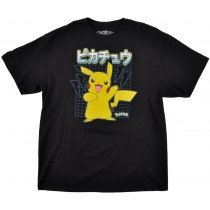 Pokemon Pickachu Tee Shirt Nintendo Anime Mens Fashion Cotton Top Black