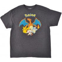 Pokemon Tee Shirt Mens Anime Adult Short Sleeve Characters Nintendo Charcoal