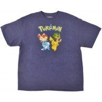 Pokemon Tee Shirt Nintendo Characters Short Sleeve Mens Blue Authentic 2XL