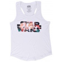 Star Wars Tank Top Floral Sleeveless Shirt Womens White Logo Fashion Authentic