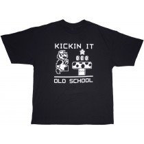 Super Mario Bros Kickin It Old School T-Shirt Black Mens Plus Size
