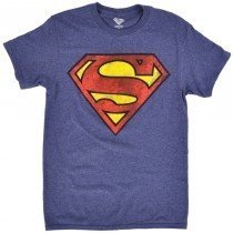 Superman Shield T-Shirt Heather Navy DC Comics Mens Size Large