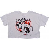 Disney Mickey & Minnie Mouse Crop Top Disneyland Shirt White Authentic Womens
