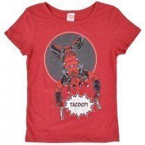 Marvel Deadpool Tacos T-Shirt Womens Heather Red