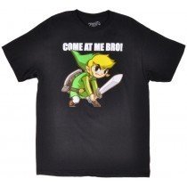 Legend of Zelda Link TShirt Come at Me Bro Nintendo Men Authentic Black Small-XL
