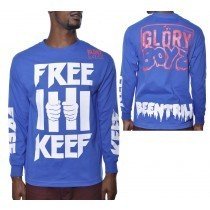 Been Trill x Glory Boyz Free Keef Long Sleeve Shirt Blue Mens