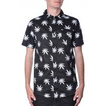 Bleecker Mercer Casual Mens Weed Leaf Plant Smoke Collar Basic Button Down Shirt